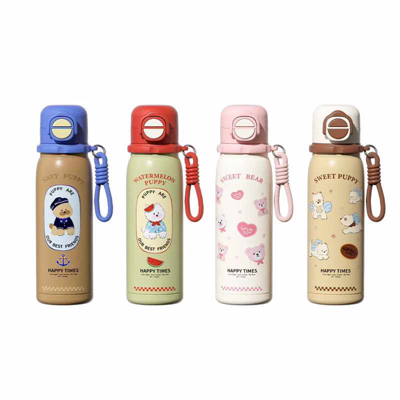 20OZ Stainless Steel Insulated Dual Sip Water Bottle With Pop Up Lid&Handle Strap For Sport&Student