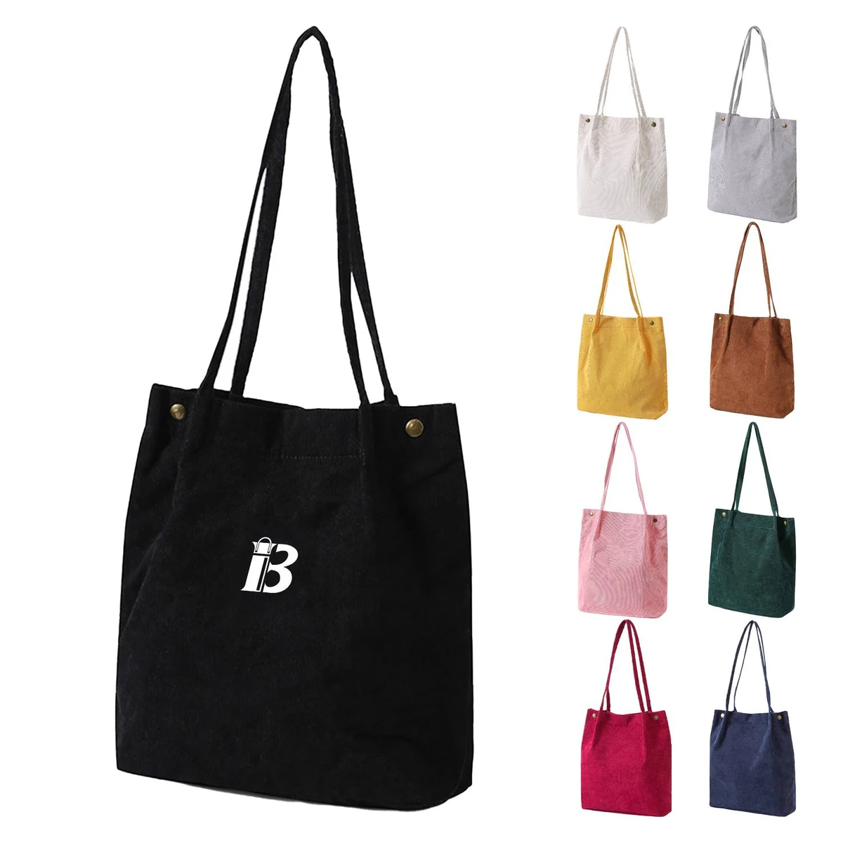 Portable Corduroy Tote Bag, custom tote bag with logo imprint 1