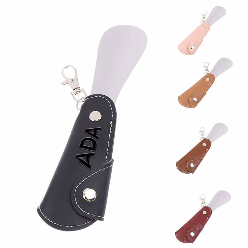 PU Leather Folding Shoehorn Keychain