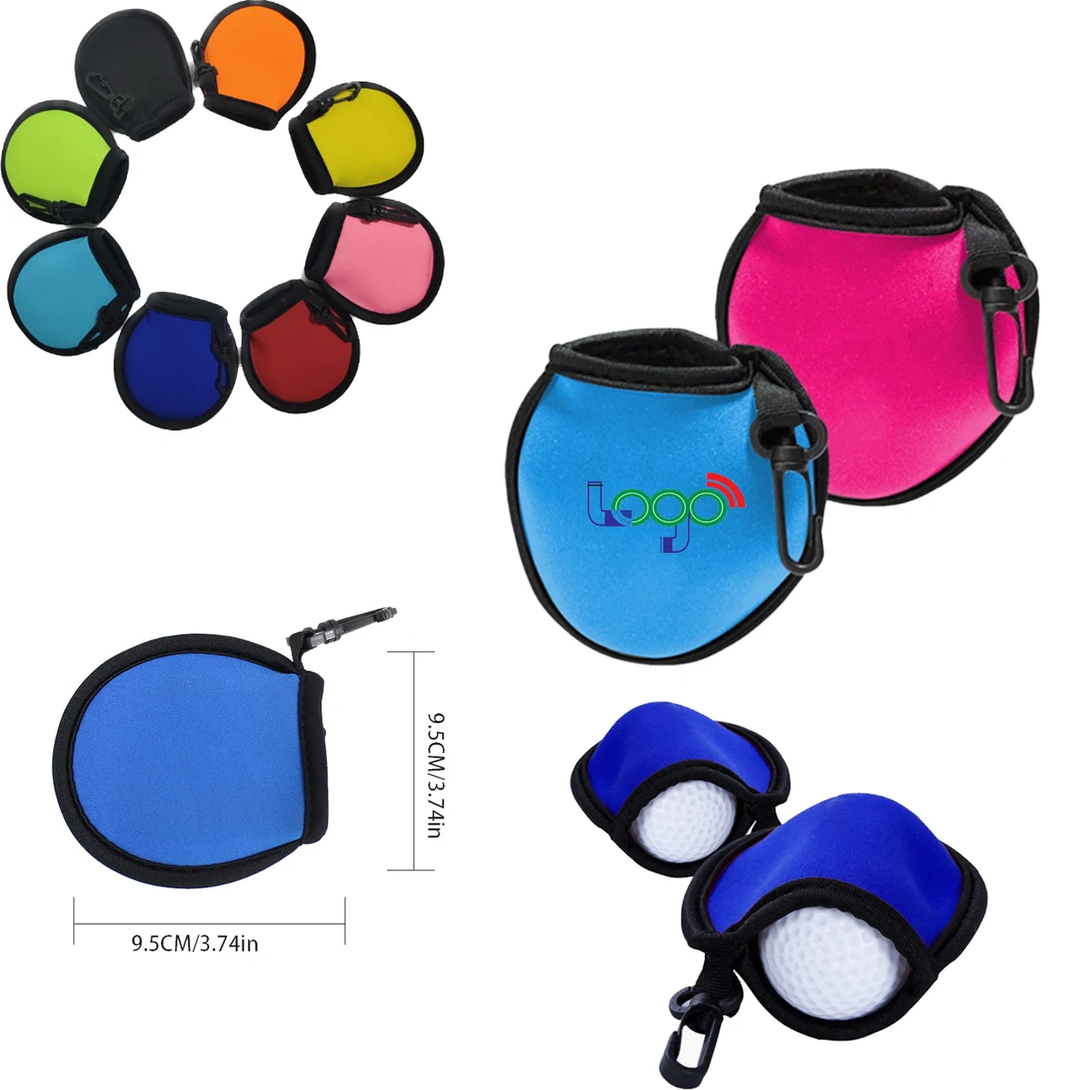 Custom Neoprene Golf Ball Pouch with Clip 1