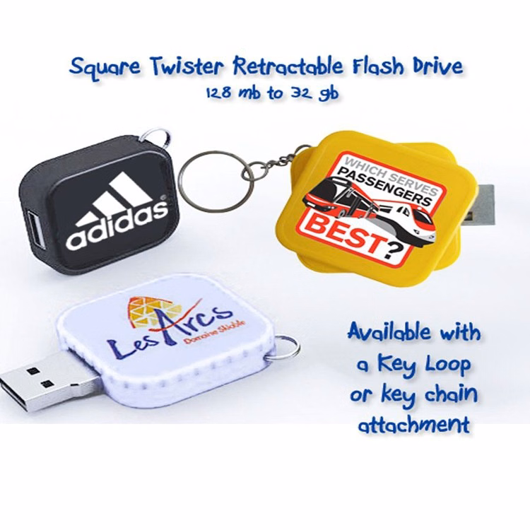 Square Twister Flash Drive / USB - 8 GB Memory