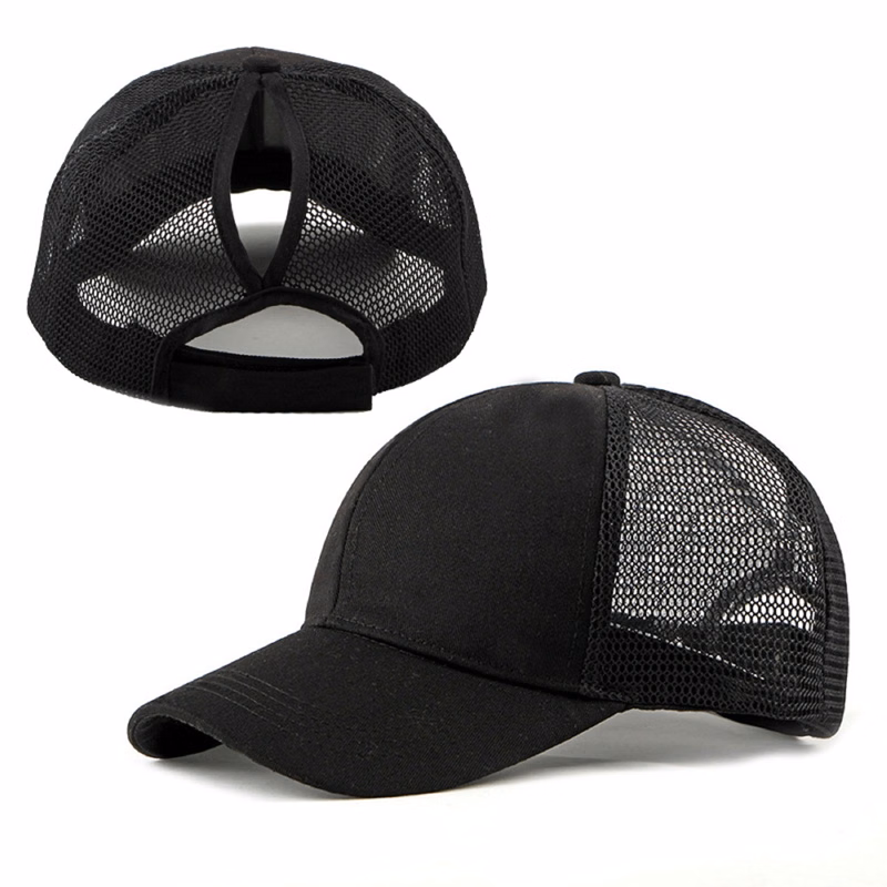 Cotton Horsetail Baseball Cap with Mesh