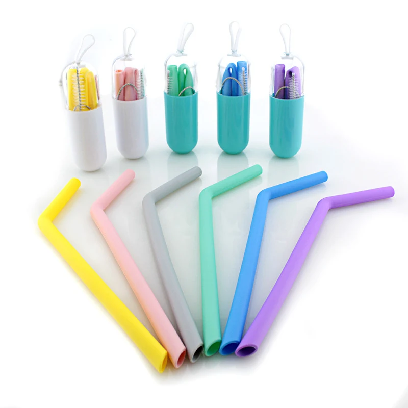 Collapsible Silicone Straw Set with Case 1
