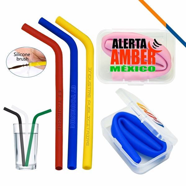 Custom Silicone Drinking Straws — Rectangular EVA Box Portable Eco Beverage Gift