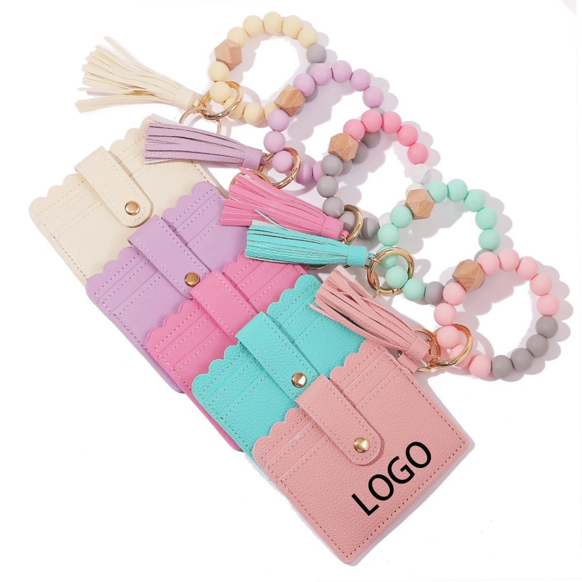 Silicone Bead Bracelet Keychain With Tassel 1