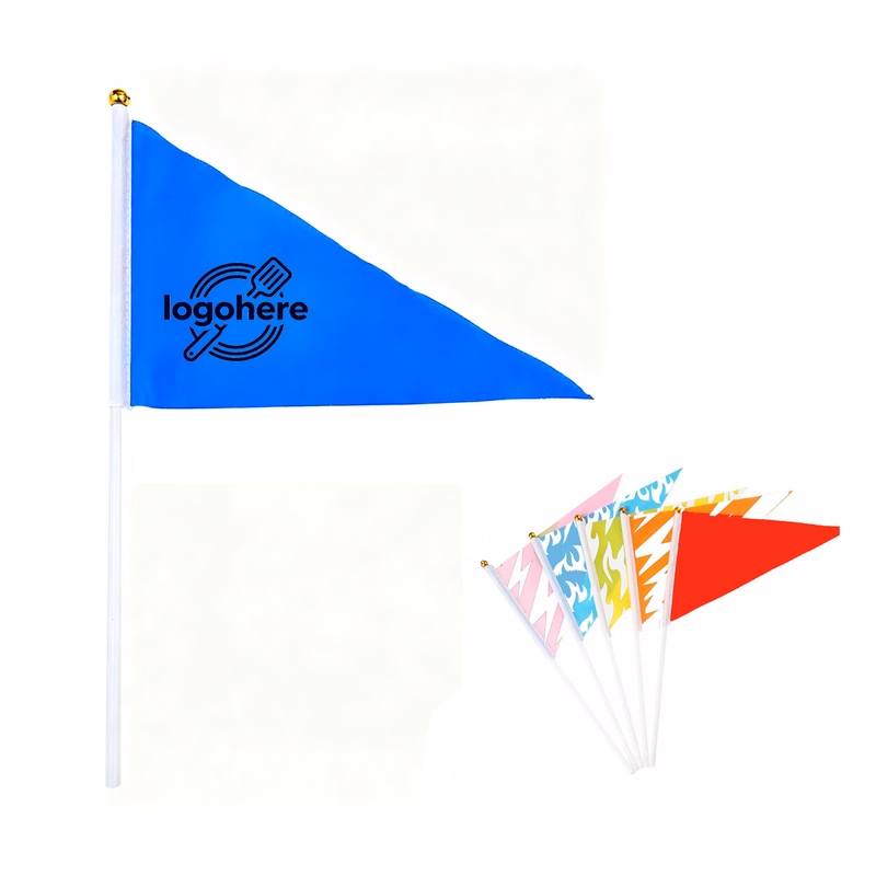 MOQ 100 Personalized Triangle Flag with Plastic Sticks