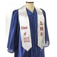 72" White Custom Graduation Stole 1