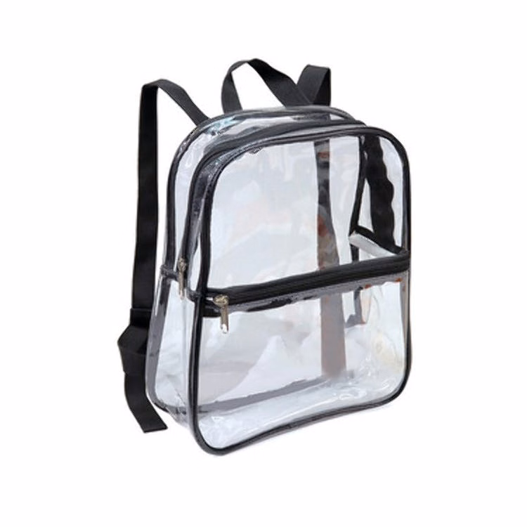 12" Clear Backpacks - Black Trim 60 Count