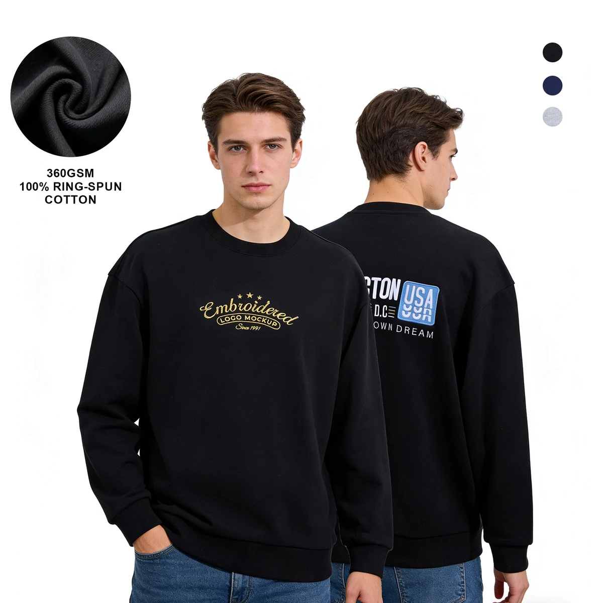 Unisex 100% Pre-Shrunk Cotton Crewneck Sweatshirt 1