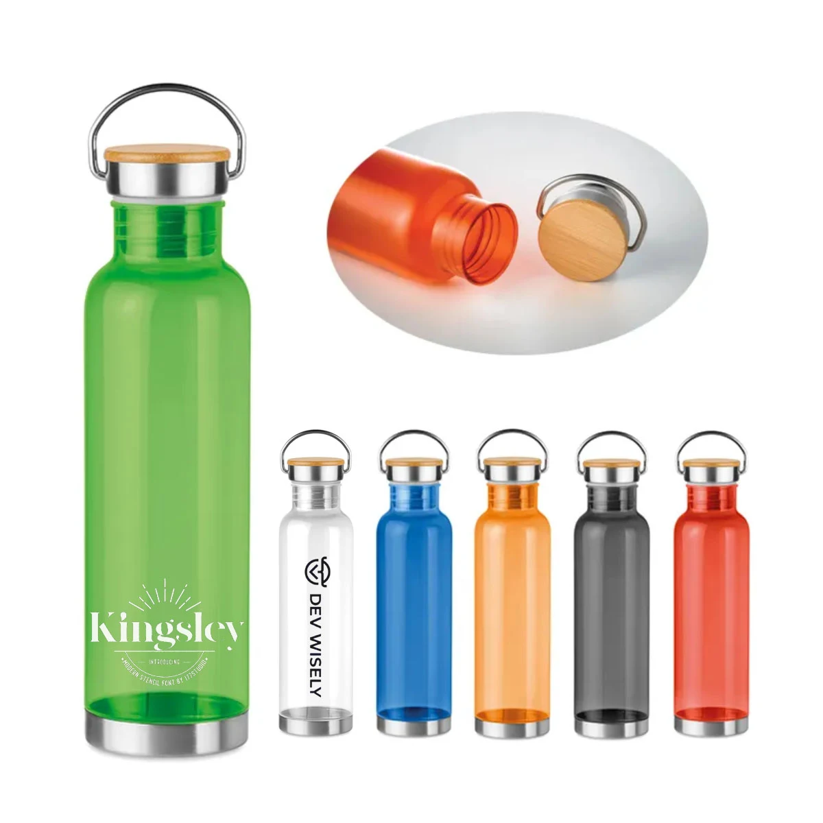 800ML Handle Sports Water Bottle With Bamboo Lid 1