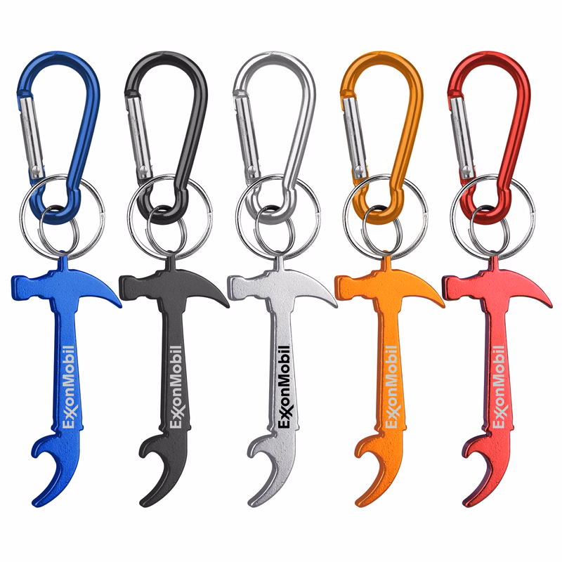Hammer Shaped Bottle Opener Key Holder and Carabiner