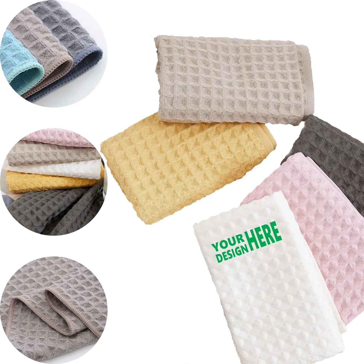 MOQ20PCS Soft Cotton Large Plush Waffle Beach Bathroom Towel 1