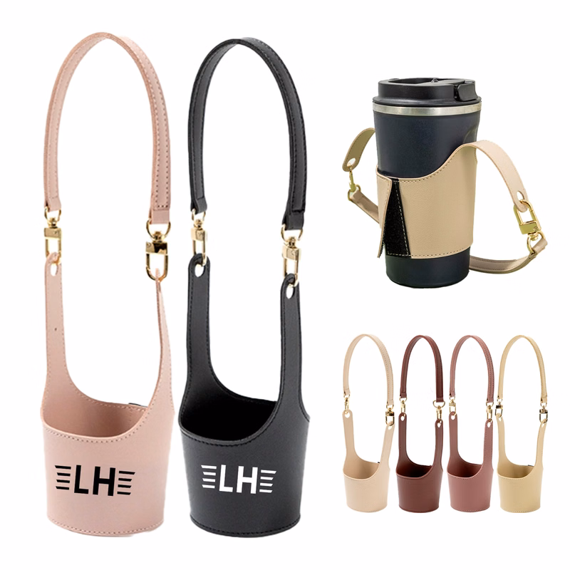 Handheld Leather Cup Holder