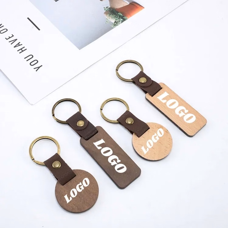 Walnut Beech Wood Keychain DIY Custom