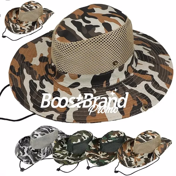 Custom Lightweight Camouflage Boonie Hat with Chin Strap & Ventilation — Tactical Gear