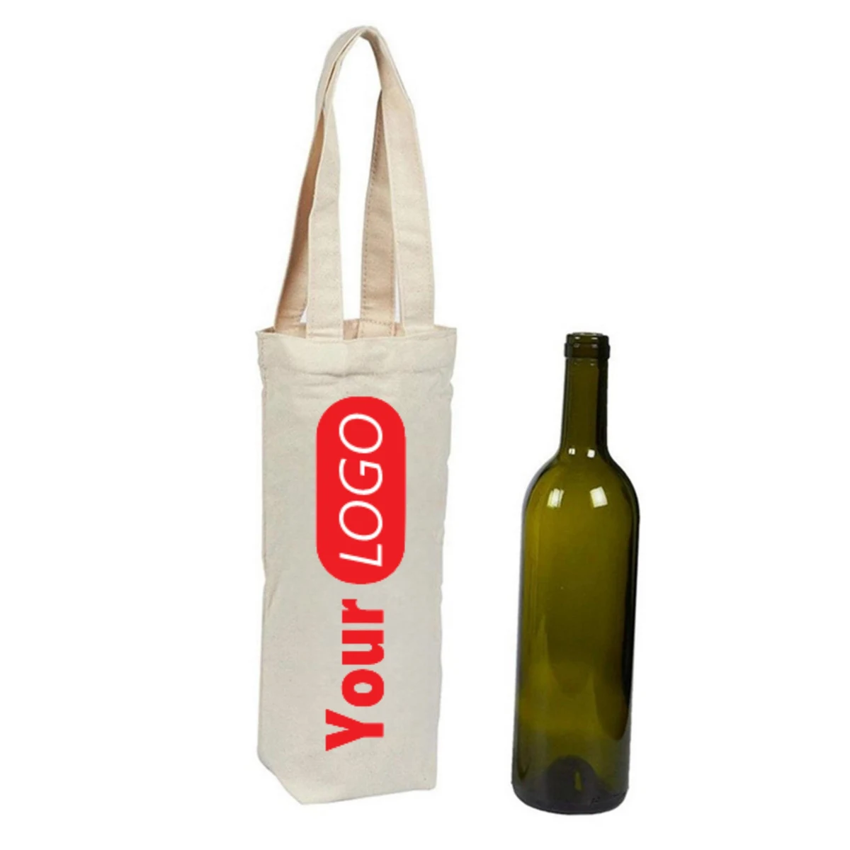 Classic Carry Wine Tote - Canvas, custom tote bag with logo imprint 1