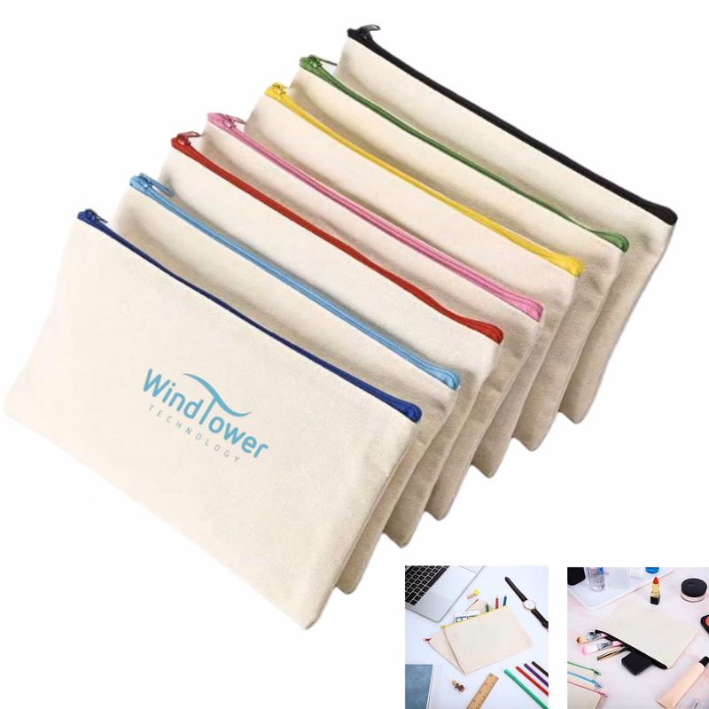 12 OZ Canvas Cosmetic Bag Pencil Pouch - OCEAN