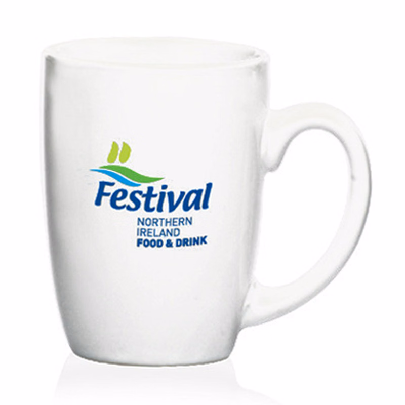 16 oz. Large Mocha Glossy Ceramic Mug - White