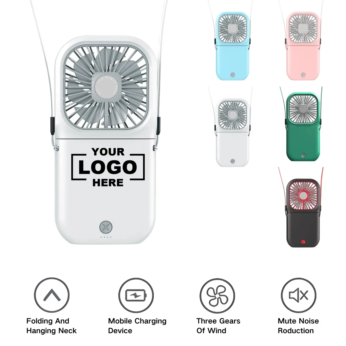 Neck Hanging Foldable Large Capacity Battery Portable Fan 1