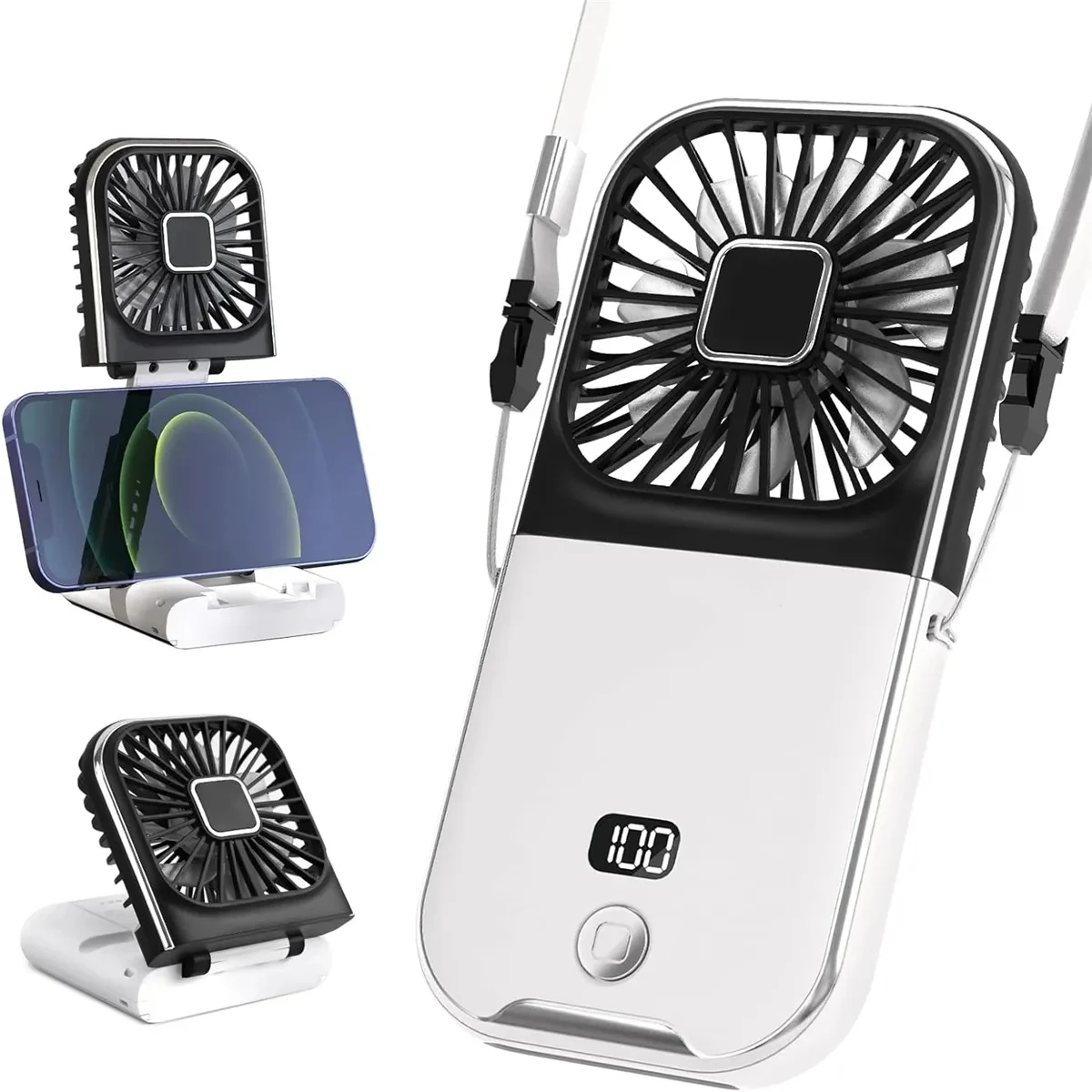 Hand-Held Portable Fan Mini Rechargeable Phone Holder 1