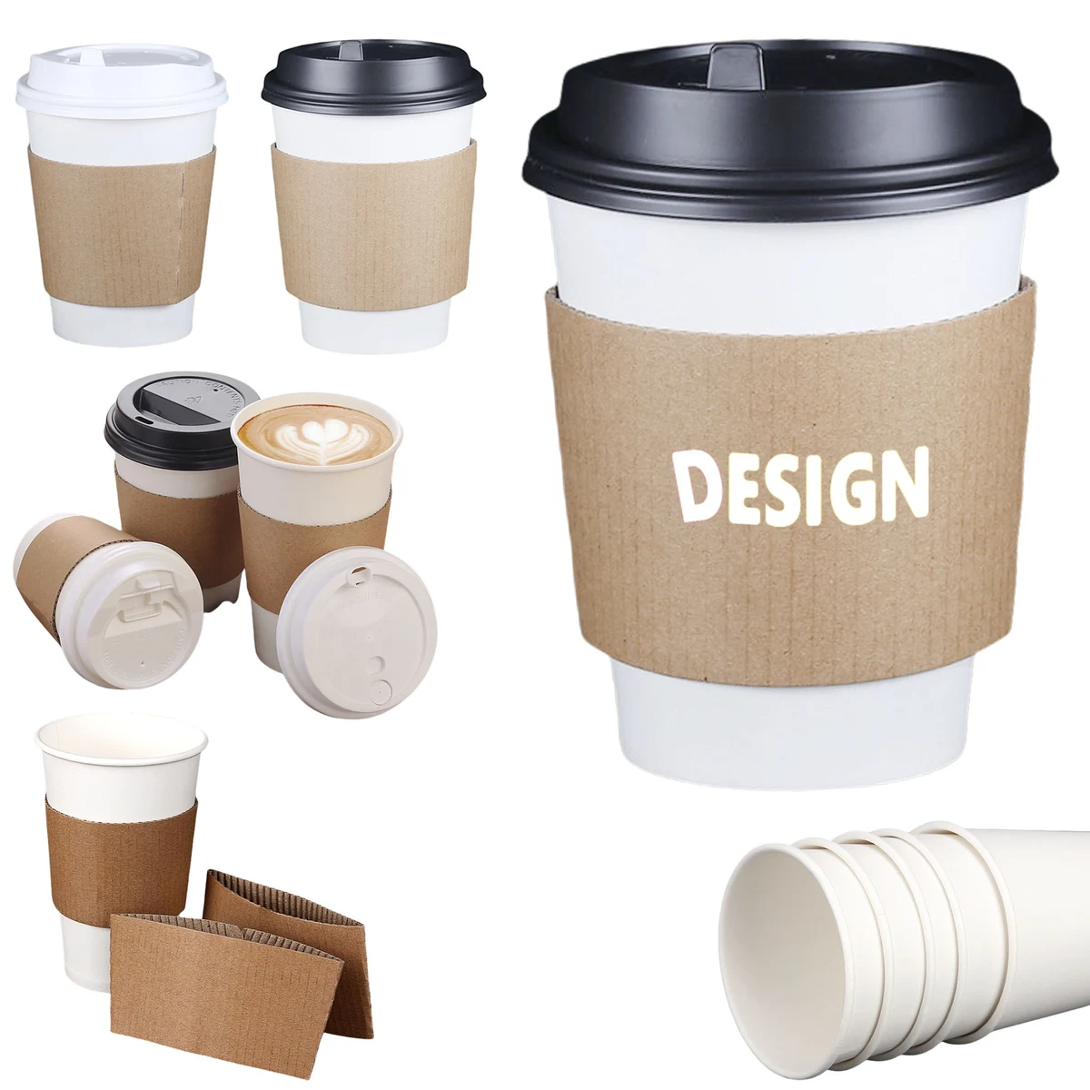 Coffee Cups with Lids and Sleeves 1