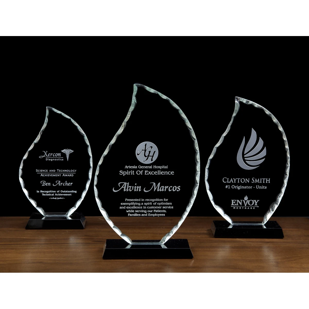 Jet Glass Corona Flame Award (5"x8"x2") 1
