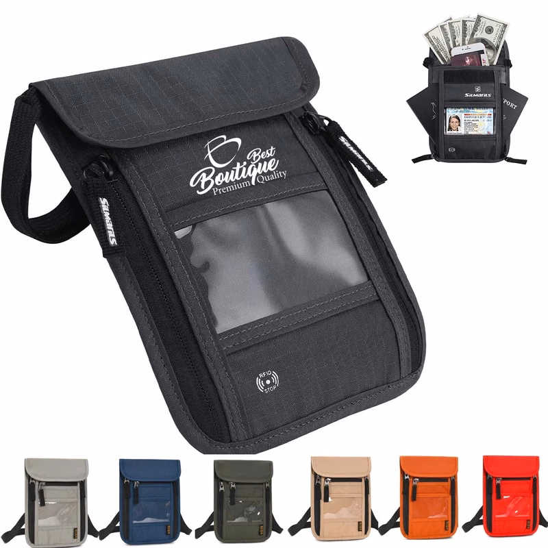 Multifunction RFID Travel Wallet Badge Passport Neck Pouch