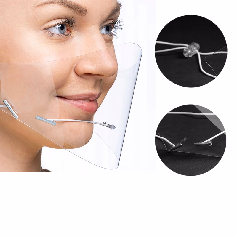 Transparent Open Face Mouth Shields for Food Services