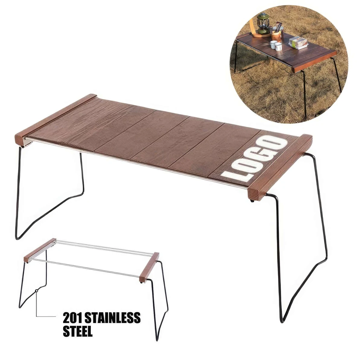 Foldable Oak Wood Outdoor Camping Beach Picnic Table 1