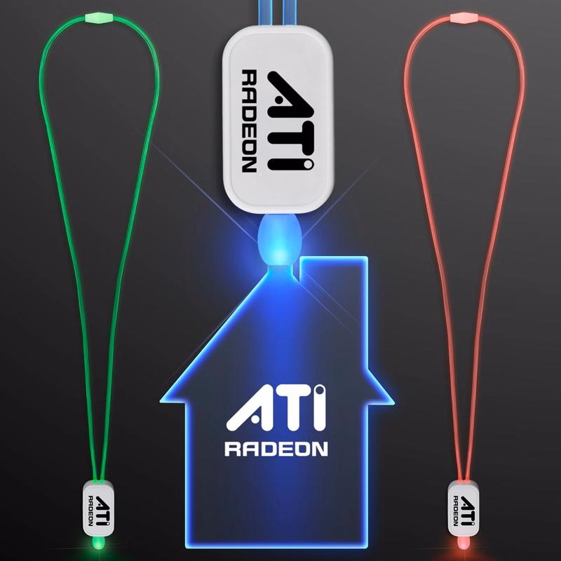 LED Neon Lanyards with Acrylic House Pendant
