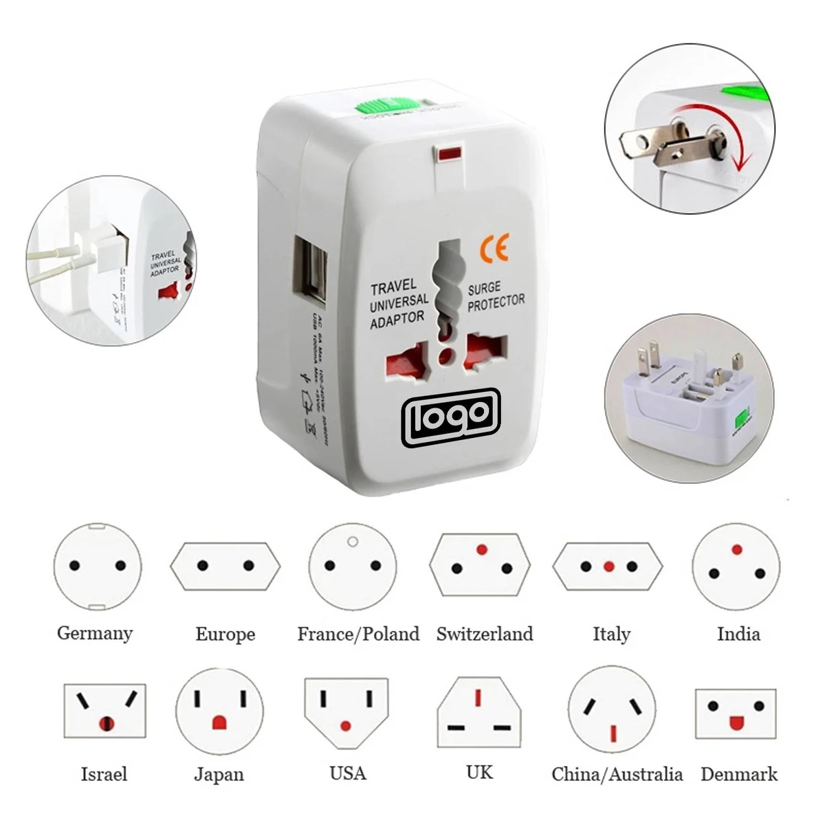 Universal Travel Adapter w/ Dual USB Ports 1
