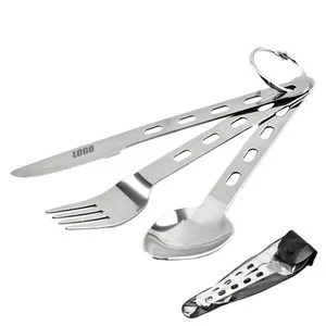 3 In 1 Stainless Steel Knife Fork Spoon Set Flatware With Key Ring 1