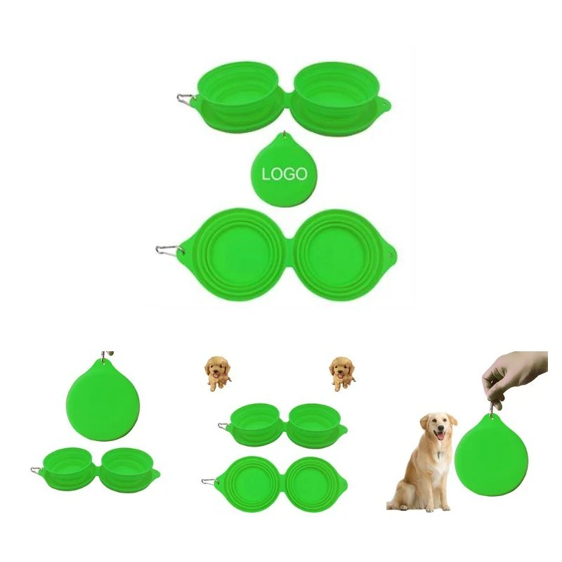 Double Collapsible Dog Food and Water Bowls 1