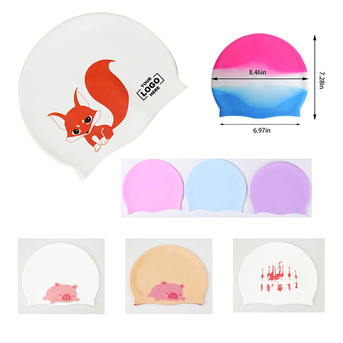 Kids Cute Pattern Silicone Swim Caps 1