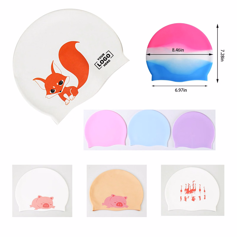 Kids Cute Pattern Silicone Swim Caps