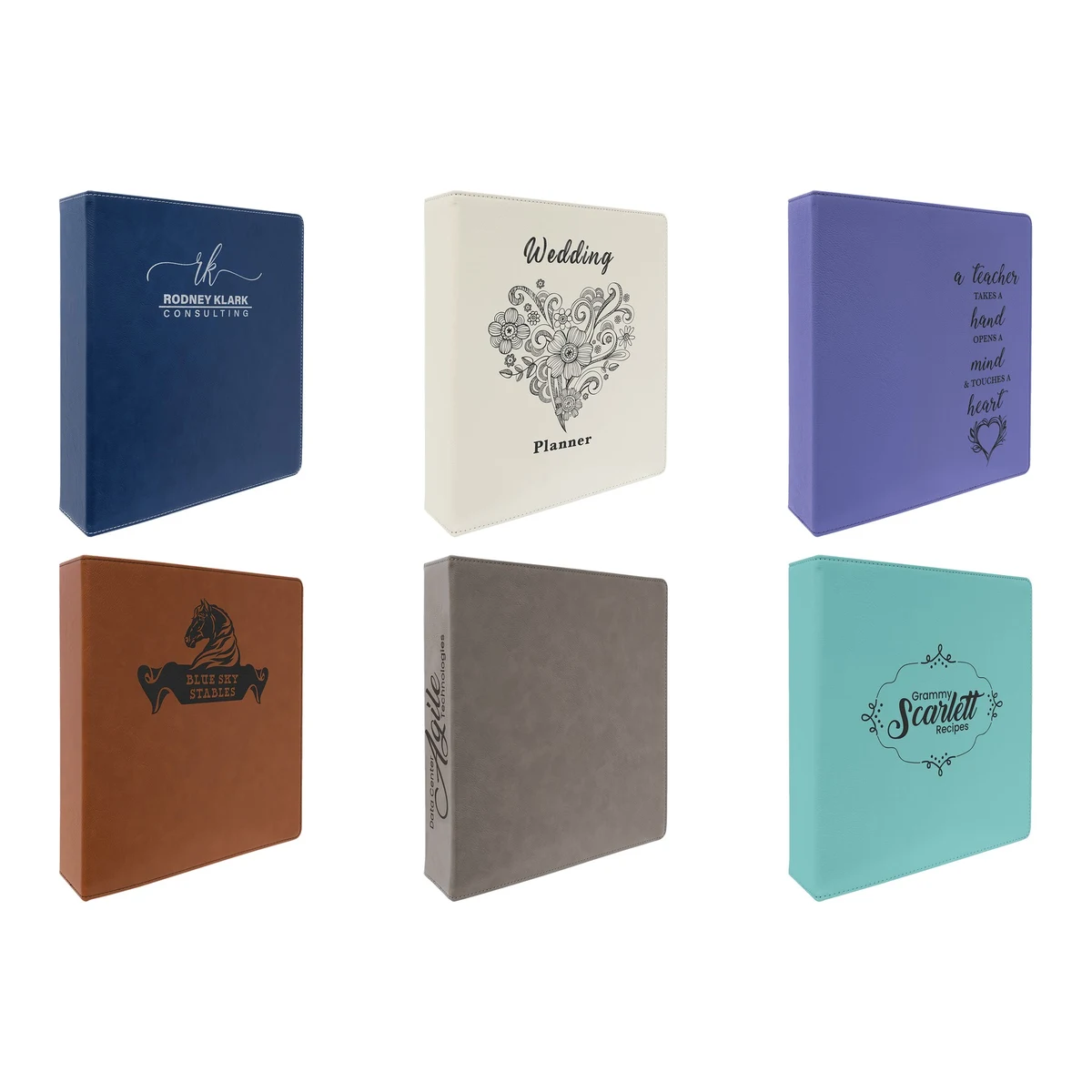 11" x 11.5" Laserable Leatherette 3-Ring Binder with 2" Slant D Rings 1