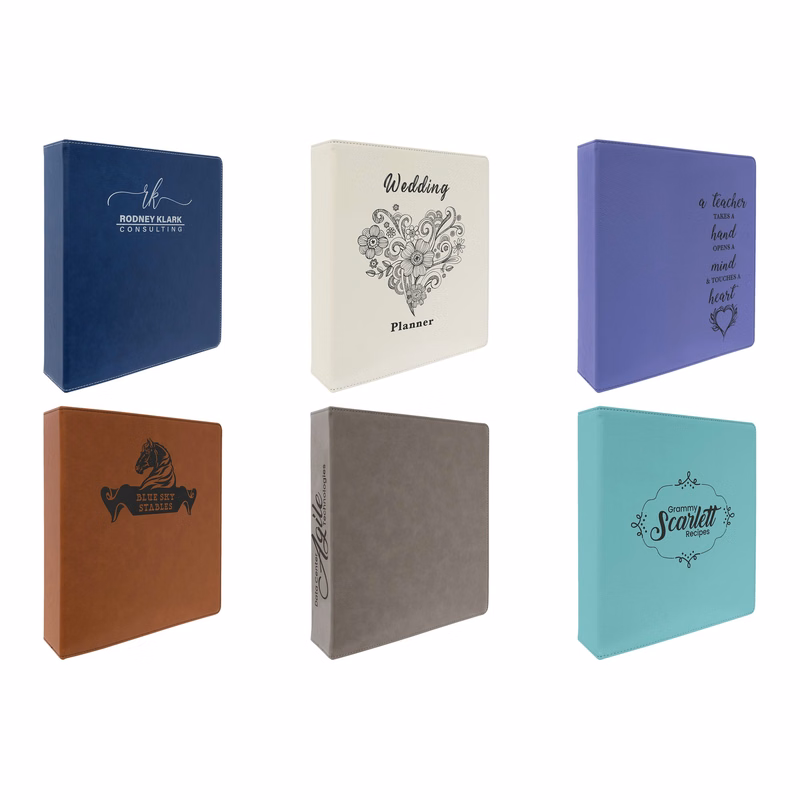 11" x 11.5" Laserable Leatherette 3-Ring Binder with 2" Slant D Rings