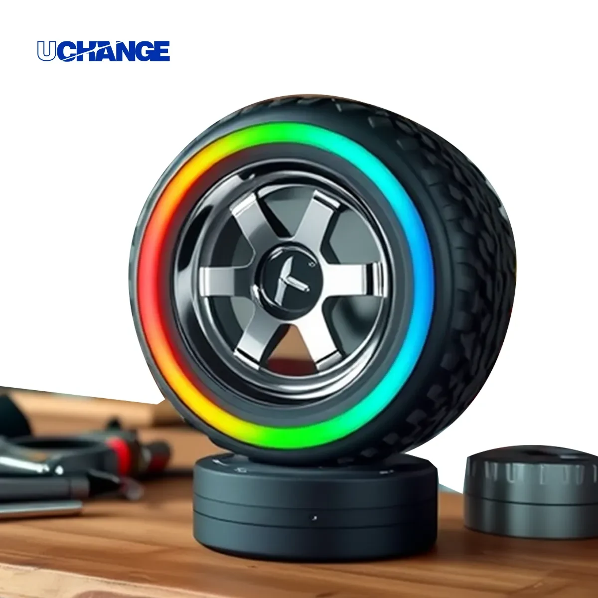Tire-Shaped Bluetooth Speaker With RGB Ring Light 1