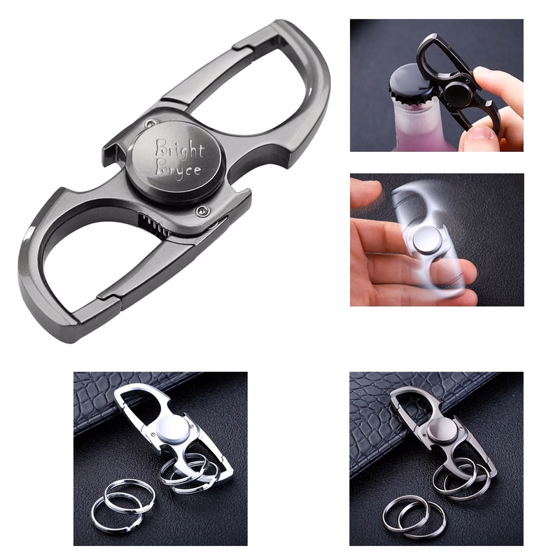 Zinc Alloy Bottle Opener Fidget Spinners Multifunction Car Keychain