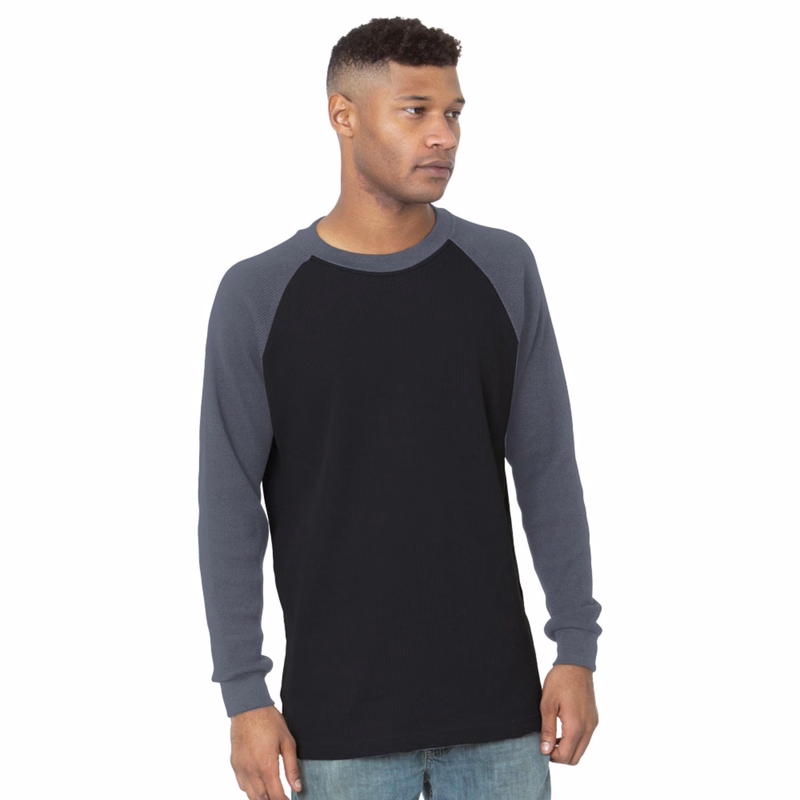 MADE IN USA 100% Pre-Shrunk Thermal Raglan Long Sleeve with Cuff