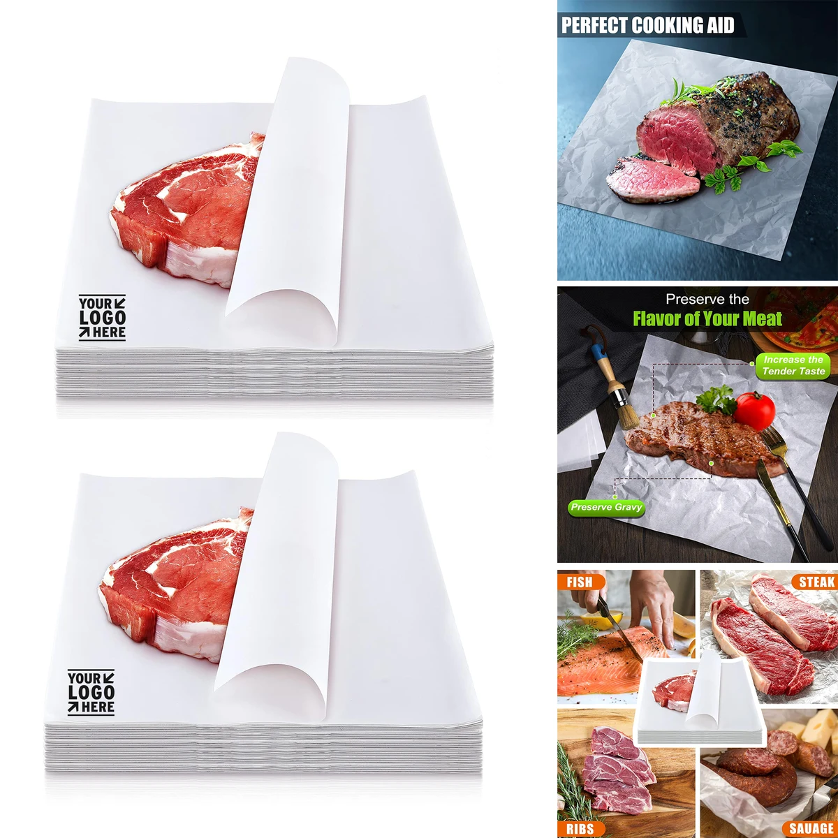 17 x 17 Inches Sublimation White Disposable Square Meat Sheet Precut No Wax Butcher Paper 1