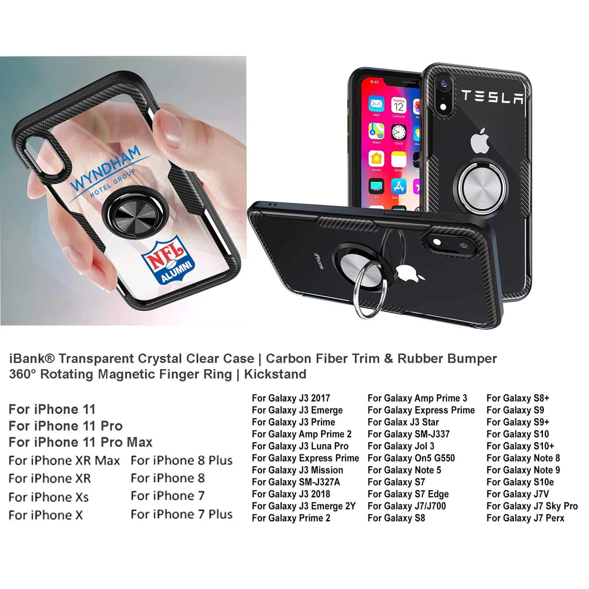 iBank ® iPhone 17 Pro Max Transparent Case with Carbon Fiber Trim & Rubber Bumper 1