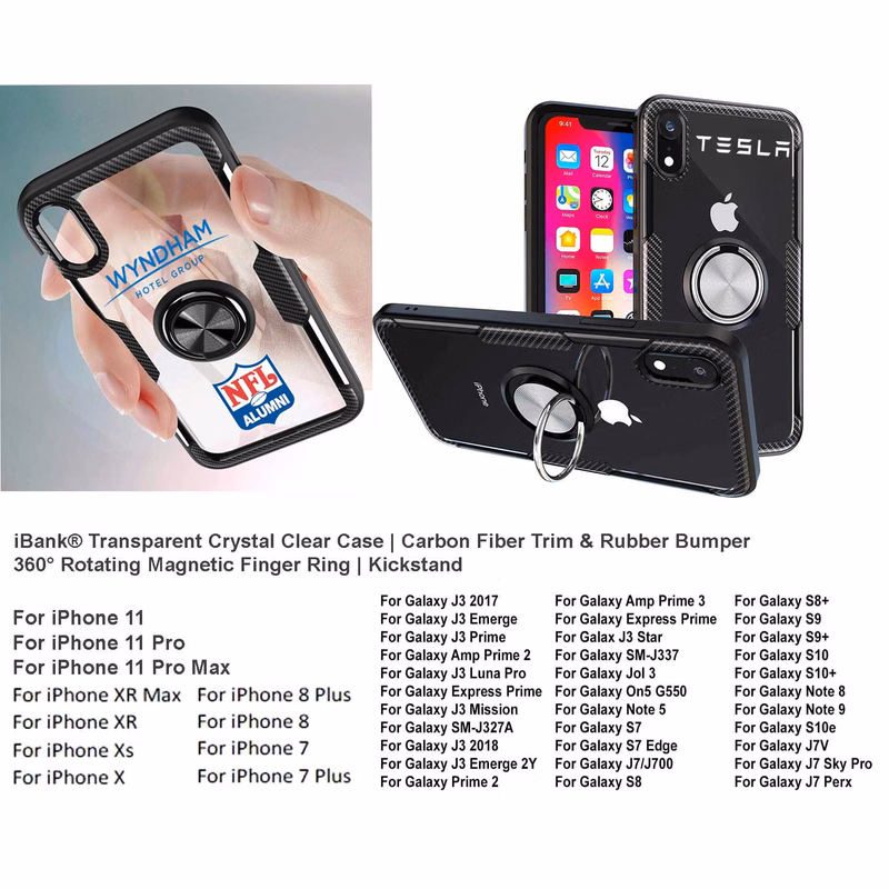 iBank ® iPhone 17 Pro Max Transparent Case with Carbon Fiber Trim & Rubber Bumper