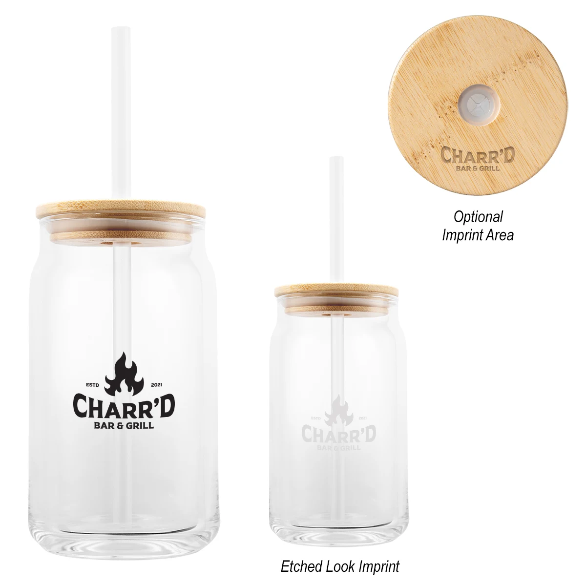 17 Oz. Soda Lime Glass Can With Bamboo Lid 1