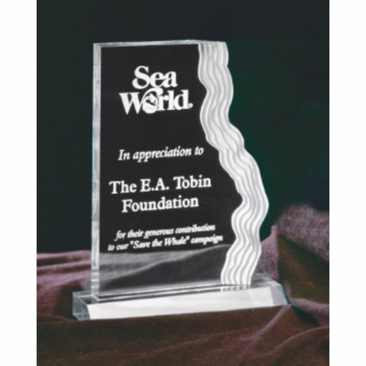 6-1/2" x 9-5/8" Clear Waterfall Edge Acrylic Award