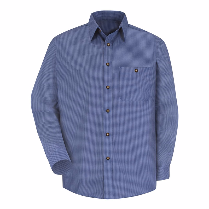 Men's Mini-Plaid Uniform Long Sleeve Shirt - SP74