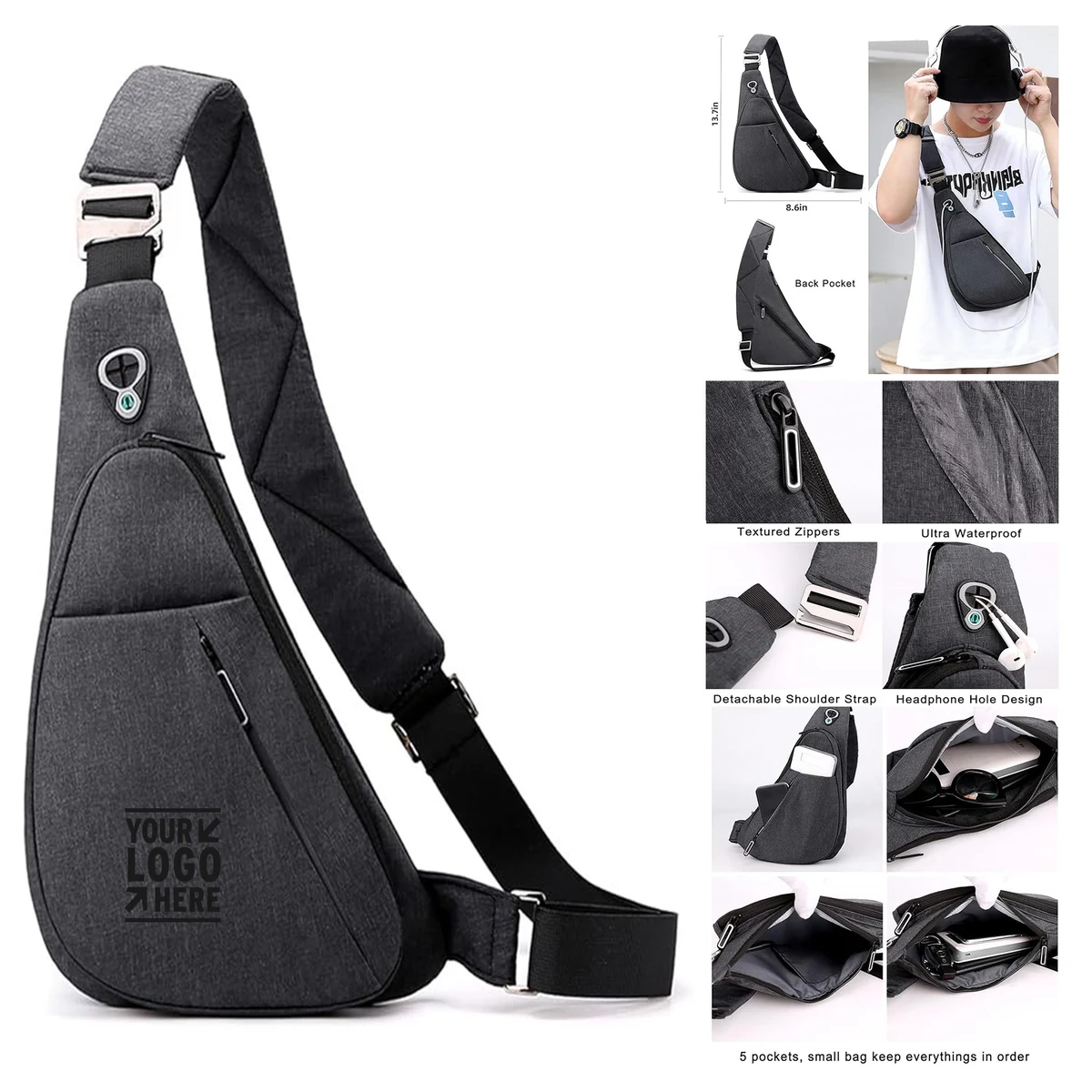 Small Waterproof Shoulder Backpack Anti-Thief Crossbody Chest Daypack Personal Pocket Sling Bag 1