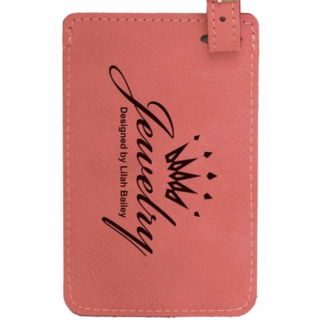 Pink Faux Leather Luggage Tag