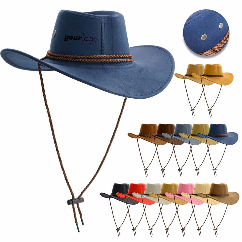 Breathable Felt Western Cowboy Hat with Chin Strap