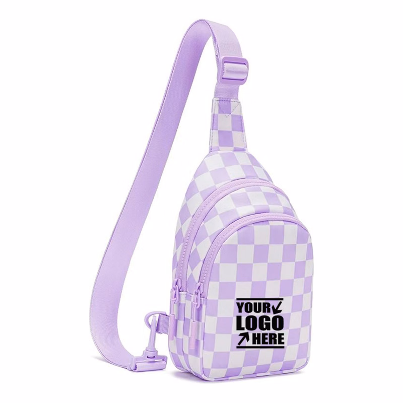 Nylon Chest Bag With Grid Pattern